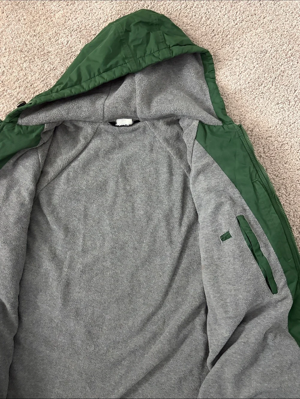 Kids Green Hooded Swim parka - Zip Front